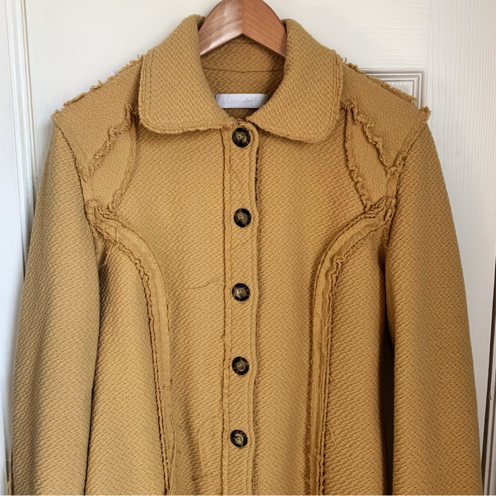Trelise Cooper Wool Mid Length Bohemian Boho Jacket Coat Mustard Yellow Medium